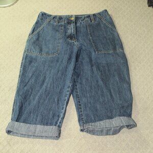 Jones Sport Women's 6 Wide Leg Coulotte Blue Jeans